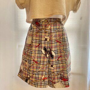 Vintage LL Sport high-waisted shorts with golf print and houndstooth plaid